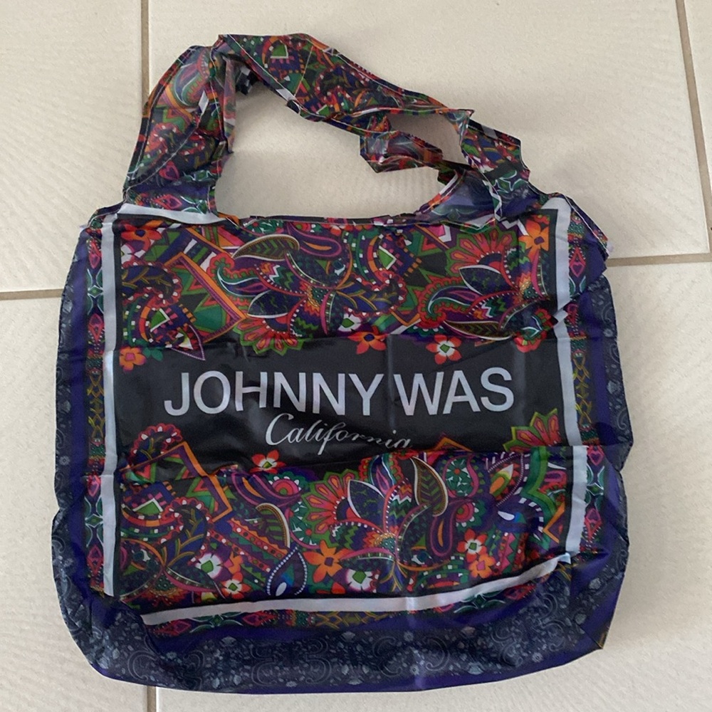 NWT Johnny Was reusable nylon tote bag with pocket